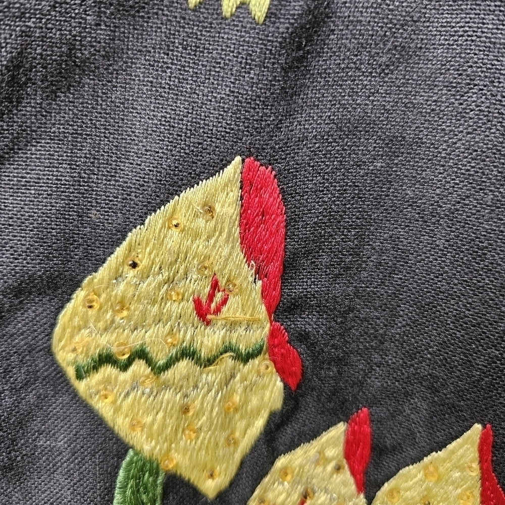 Carrie Allen black art to wear embroidered beaded flower jacket XL - Picture 9 of 9